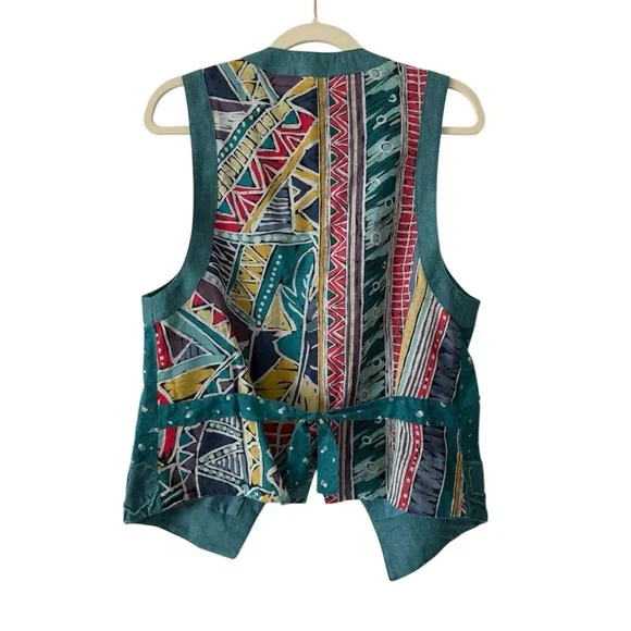 Vintage 80s Howard Wolf Colorful Vest with Embroidered Details - Picture 2 of 5